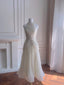 Elegant Ivory A-Line Halter Nack Pearl Pleated Chiffon Prom Dresses Evening Dresses