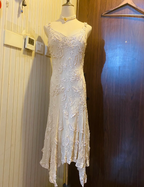 Elegant Ivory Deep V Halter-Neck Irregular Lace Prom Dresses Evening Dresses