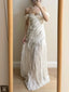 Elegant Ivory Pleated Satin Long Prom Dresses Evening Dresses