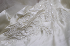 Elegant Ivory V-Neck Beaded Tulle Satin High-Low Prom Dresses Evening Dresses