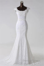 Elegant Jewel Long Lace Mermaid Wedding Gowns With Appliques