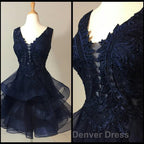 Elegant Lace Appliques Organza Ruffles Homecoming Dresses Short