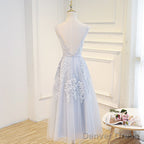 Elegant Lace Appliques Tea Length Bridesmaid Prom Dresses
