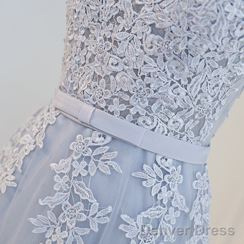 Elegant Lace Appliques Tea Length Bridesmaid Prom Dresses