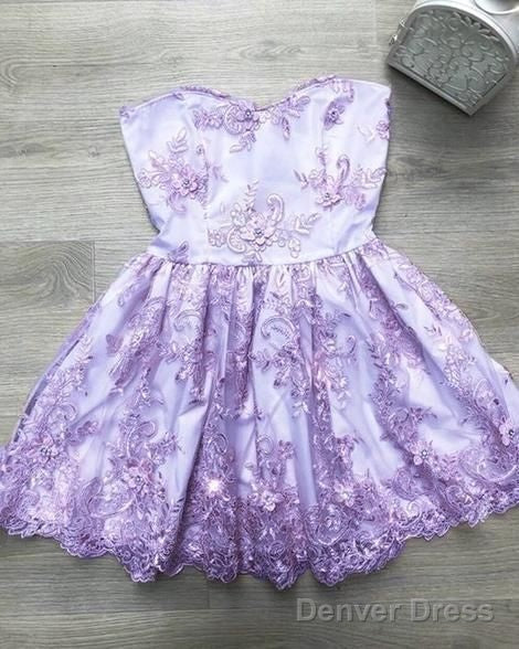 Elegant Lace Purple Short Homecoming Dresses Main image