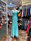 Elegant Lake Blue Mermaid Halter-Neck Lace Long Prom Dresses Evening Dresses