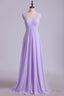 Elegant Lavender Lace Top Long Bridesmaid Dresses