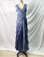 Elegant Layered Gradient Gray-Blue Slim-Fit V-Neck Ruffled Tiered Chiffon Long Prom Dresses Evening Dresses