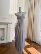 Elegant Light Purple Strappy V-Neck Chiffon Long Prom Dresses Evening Dresses