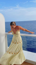 2026 New A Line Spaghetti Strap Embroidered Light Yellow Satin Prom Dresses Outfits