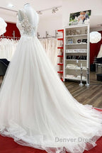 Elegant Long A-line Princess Tulle Sweetheart Ruffles Wedding Dresses