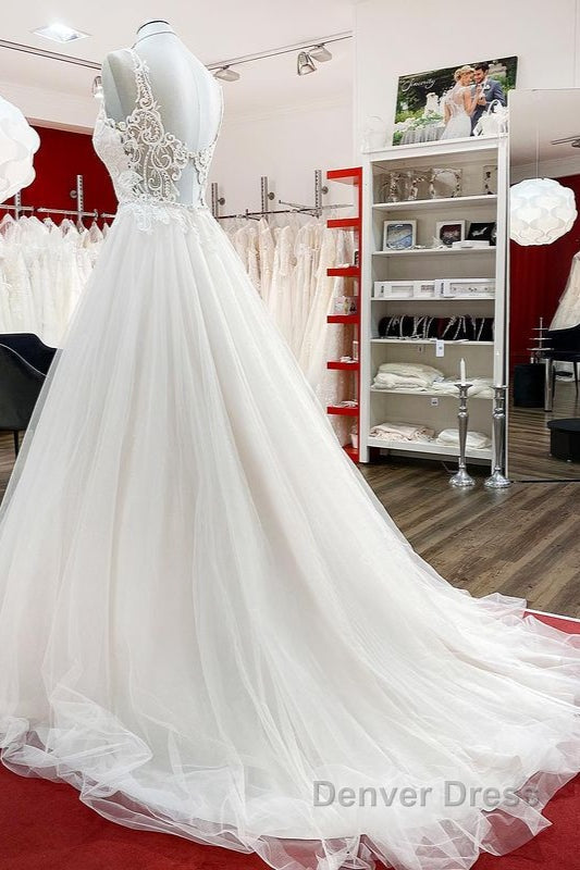 Elegant Long A-line Princess Tulle Sweetheart Ruffles Wedding Dresses