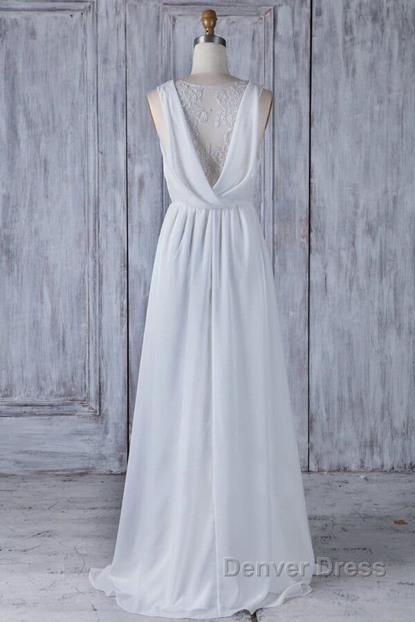 Elegant Long A Line Ruffle Lace Chiffon Wedding Dresses Secondary image