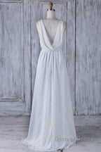 Elegant Long A Line Ruffle Lace Chiffon Wedding Dresses