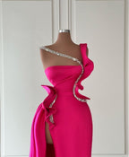Elegant Long Glitter Sleeveless Front Split Long Prom Dresses With Ruffles Long