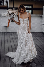 Elegant Long Mermaid Lace Applique Prom Dress Wedding Dress Prom Dresses