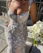 Elegant Long Mermaid Lace Applique Prom Dress Wedding Dress Prom Dresses
