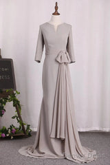 Elegant Mermaid 3/4 Long Sleeved Chiffon Bra With Belt Bride Mother Of The Bride Dresses