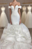 Elegant Mermaid African Women Wedding Dress Off The Shoulder Ruffles High Quality Satin Birdal White Wedding Gown Prom Dresses