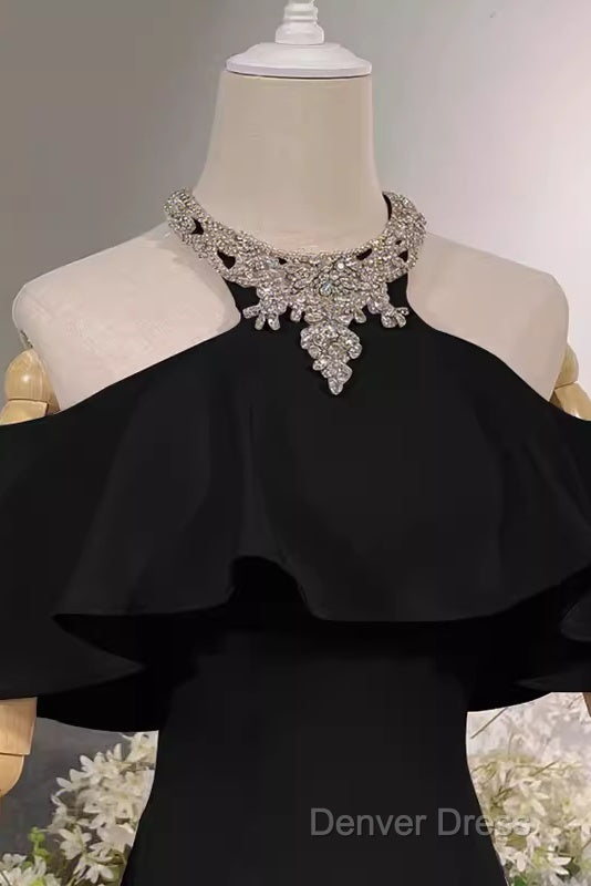 Elegant Mermaid Black Long Prom Dresses Formal Evening Dresses