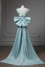 Elegant Mermaid Bow Satin Long Prom Dress