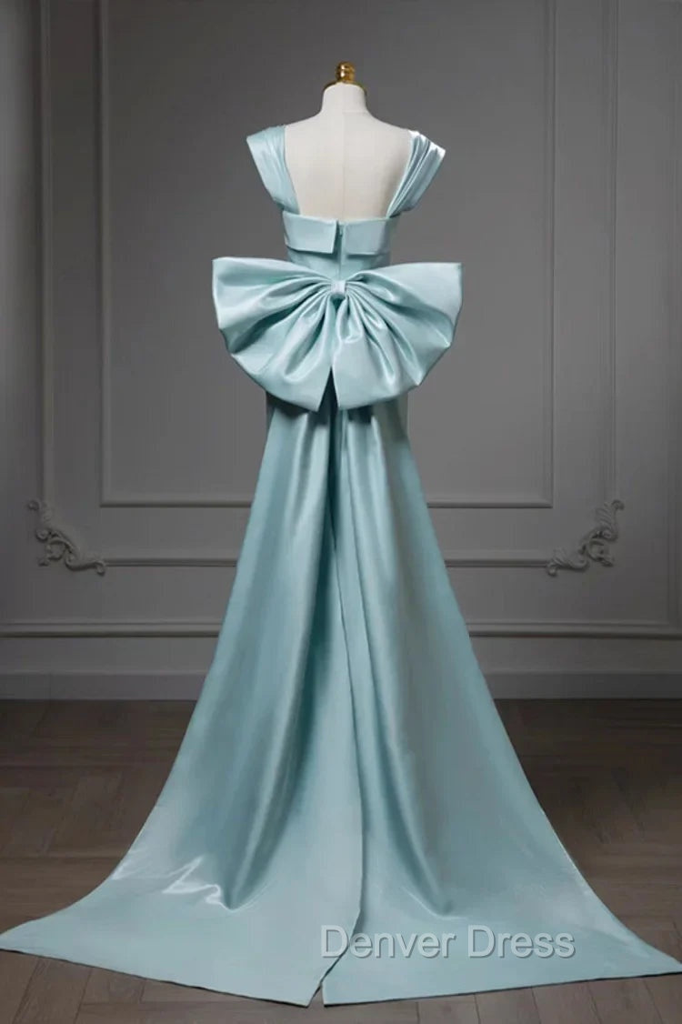 Elegant Mermaid Bow Satin Long Prom Dress