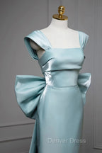 Elegant Mermaid Bow Satin Long Prom Dress