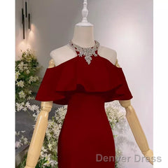Elegant Mermaid Red Long Prom Dresses Formal Evening Dress