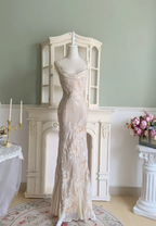 Elegant Mermaid Spaghetti Straps Long Chiffon Long Prom Dresses Evening Dresses