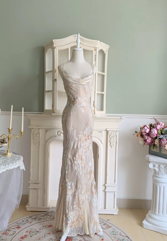 Elegant Mermaid Spaghetti Straps Long Chiffon Long Prom Dresses Evening Dresses