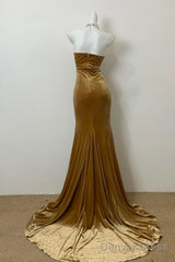 Elegant Mermaid Sweetheart Neck Velvet Long Prom Dress Strapless Formal Evening Gown