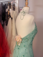 Elegant Mint Green Fitted Beaded Halter Neck Backless Long Prom Dresses Evening Dresses
