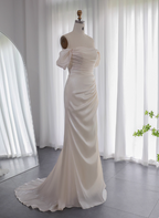 Elegant Mint Green Mermaid Strapless Rhinestone Hotfix Slit Satin Long Prom Dresses Evening Dresses