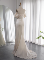 Elegant Mint Green Mermaid Strapless Rhinestone Hotfix Slit Satin Long Prom Dresses Evening Dresses