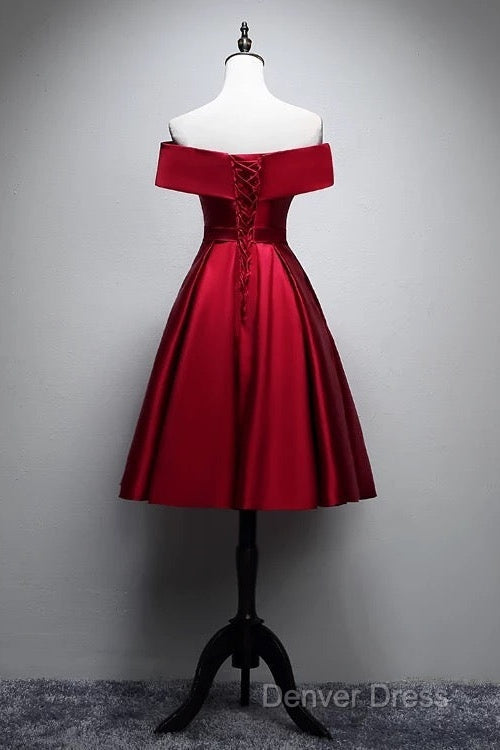 Elegant Off Shoulder Satin Knee Length Bridesmaid Dresses