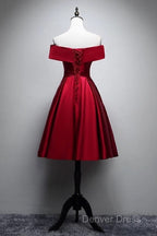 Elegant Off Shoulder Satin Knee Length Bridesmaid Dresses