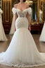 Elegant Off the Shoulder Floor Length Mermaid Tulle Wedding Dresses