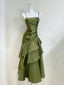 Elegant Olive Green Mermaid Ruffle Spaghetti Strap Satin Prom Dresses Evening Dresses