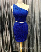Elegant One Shoulder Homecoming Dress Two Piece Prom Short Dresses
