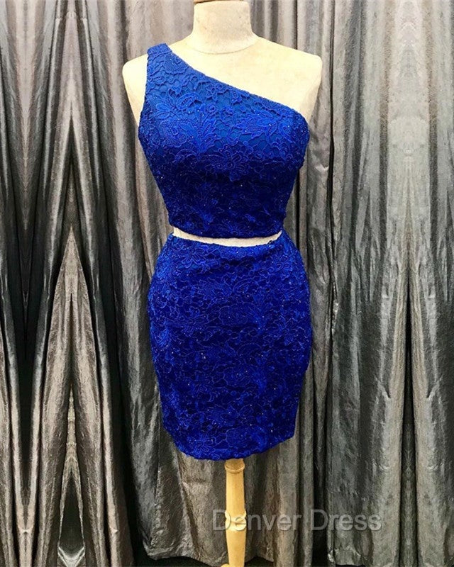 Elegant One Shoulder Homecoming Dress Two Piece Prom Short Dresses