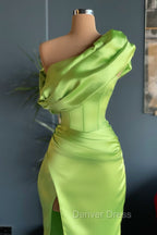 Elegant One Shoulder Long Prom Dresses With Split