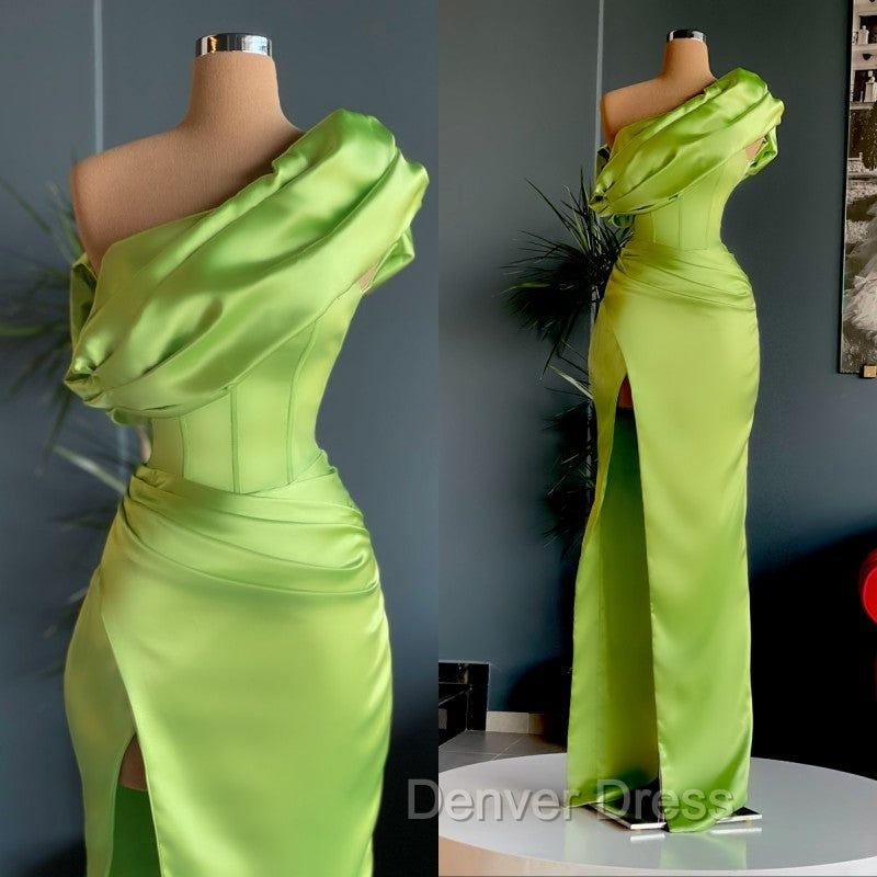 Elegant One Shoulder Long Prom Dresses With Split