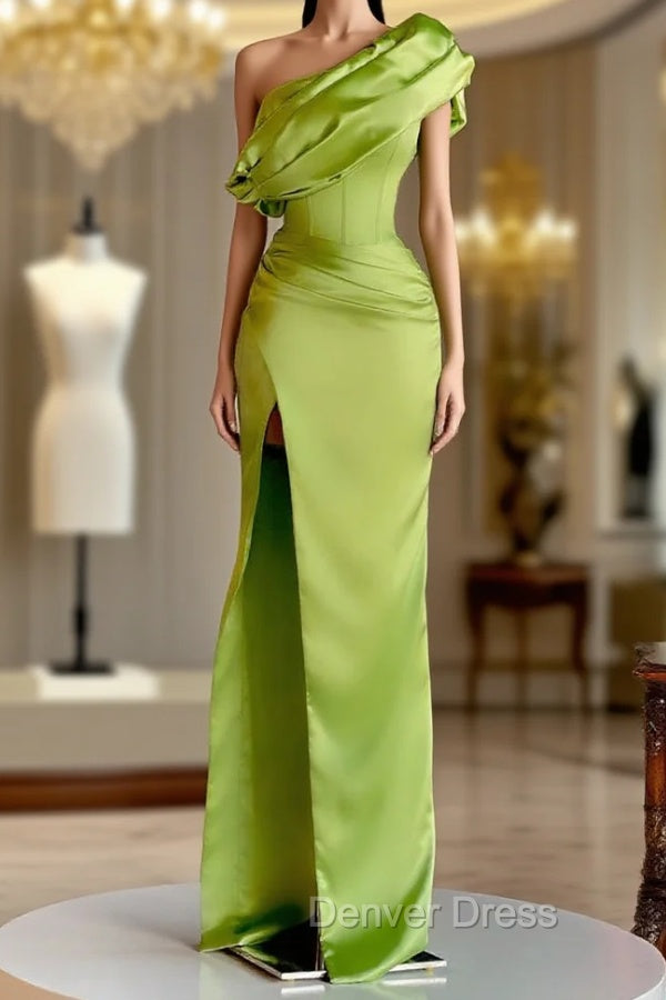 Elegant One Shoulder Long Prom Dresses With Split Main image
