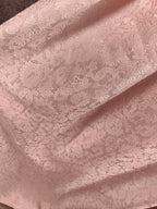 Elegant Pink A-Line Sleeveless Crew Neck Lace Rhinestone Brocade Satin Long Prom Dresses Evening Dresses