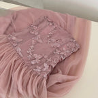 Elegant Pink A-Line Tube Top Sequined Tulle Long Prom Dresses Evening Dresses Bridesmaid Dresses