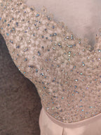 Elegant Pink Halter Neck V-Neck Rhinestone Lace Satin Long Prom Dresses Evening Dresses