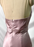 Elegant Pink Halter Neck V-Neck Slim-Fit Satin Long Prom Dresses Evening Dresses