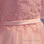 Elegant Pink Lace Appliques Off The Shoulder Tulle Bridesmaid Dresses Short