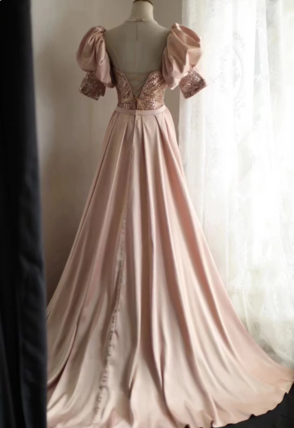 Elegant Pink Mermaid Sequined Prom Dresses Evening Dresses