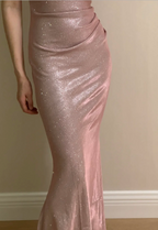Elegant Pink Mermaid Spaghetti Strap Glittery Long Prom Dresses Evening Dresses Bridesmaid Dresses